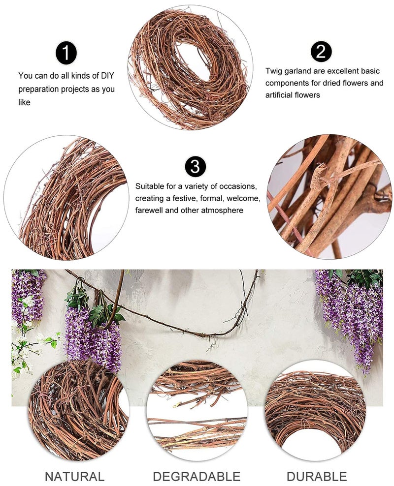 Simoutal 2PCS 15-Feet Crafts Natural Grapevine Twig Garland Wreaths DIY Decor Strip (2-Pack 15FT, Natural) - Image 4